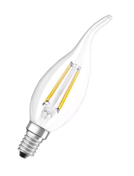 Osram LED Filament Superstar+ Kerze BA klar Windstoß 300° 3,4-40W/927 warmweiß 470lm E14 220-240V dimmbar