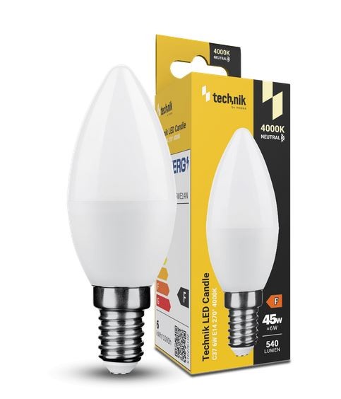 Technik SMD LED Kerze C37 matt 270° 6-45W/840 neutralweiß 540lm E14 220-240V