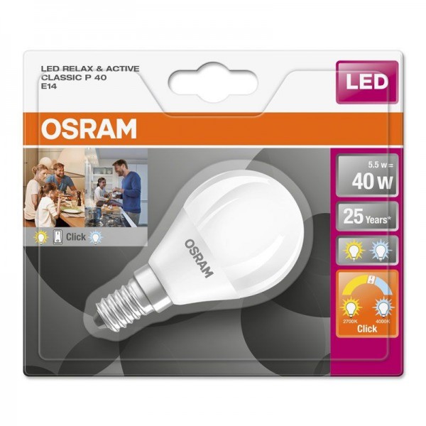 Osram LEDstar Classic P Relax u. Active 5-40W/827 LED 840 E14 matt 200° 470lm echt warmweiß/kaltweiß nicht dimmbar Blister