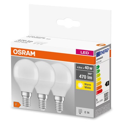Osram LED Base Classic P 4,9-40W/827 E14 470lm warmweiß nicht dimmbar matt 180° - 3er Pack