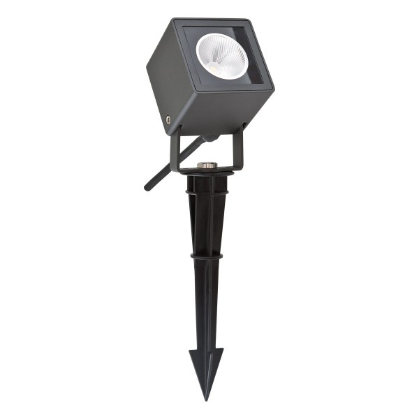 EVN LED Spot anthrazit drehbar schwenkbar viereckig 81x81x117mm 9W 3000K 512lm 21-40° 200-240V IP65 mit Erdspieß