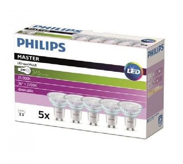 Philips Master LEDspot Value PAR16 LED 4,7-50W/827 LED GU10 36° 345lm warmweiß dimmbar