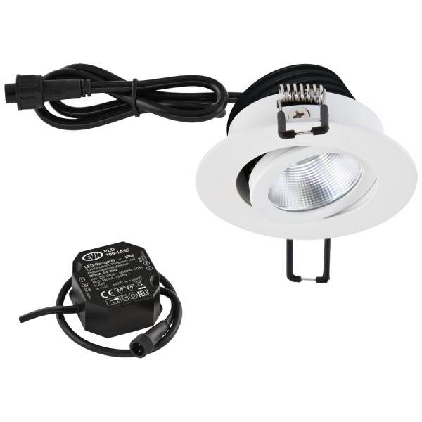 EVN Power-LED Leuchte weiß schwenkbar rund 83x48,5mm 8,4W 4000K 1060lm 21-40° 220-240V IP65