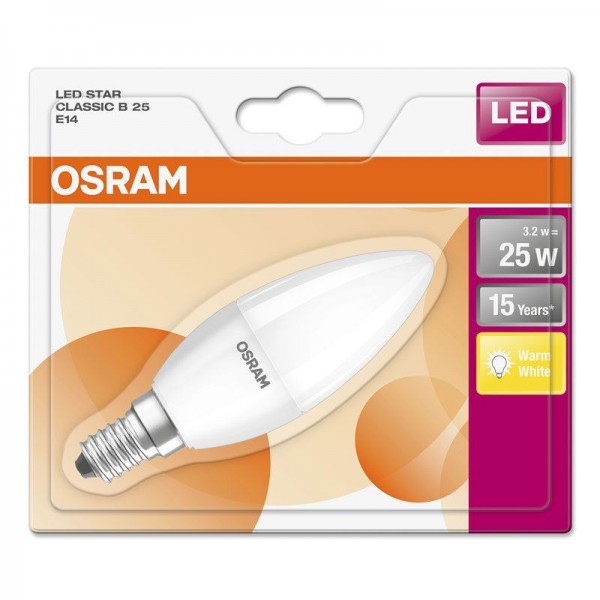 Osram LED Star Classic B 3,2-25W/827 E14 matt 180° 250lm warmweiß nicht dimmbar Blister