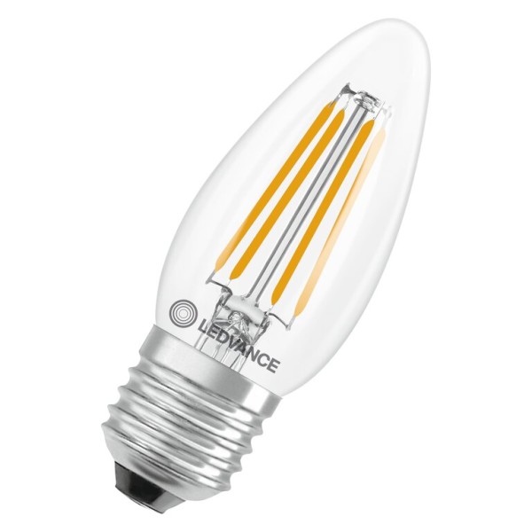 Osram / Ledvance LED Filament Kerze B klar 300° Performance 3,4-40W/827 warmweiß 470lm E27 220-240V