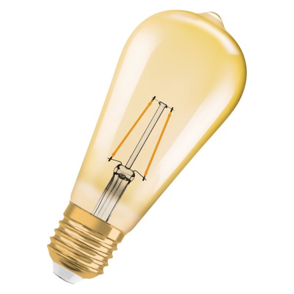 Osram / Ledvance LED Filament Vintage 1906 Edison gold 300° 2,5-22W/824 extra warmweiß 220lm E27 220-240V