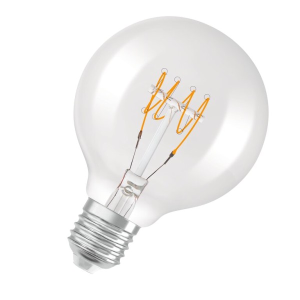 Osram / Ledvance LED Filament Vintage 1906 Globe G80 klar 320° 4,8-40W/827 warmweiß 470lm E27 220-240V dimmbar