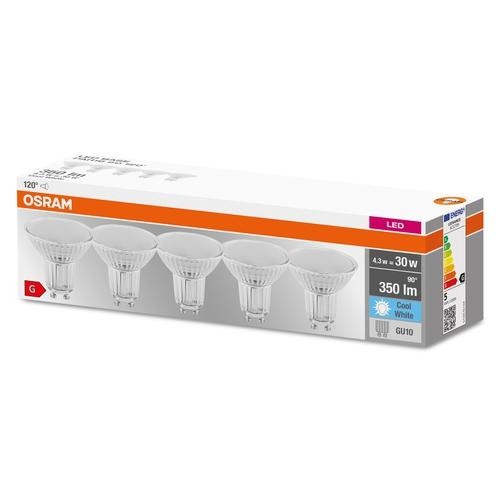 Osram LED Base PAR16 4,3-30W/840 GU10 120° 350lm kaltweiß nicht dimmbar 5er Pack