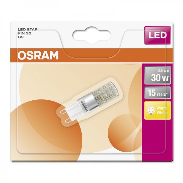 Osram LEDstar PIN 3.2-30W/827 LED G9 klar 300° 300lm echt warmweiß nicht dimmbar Blister