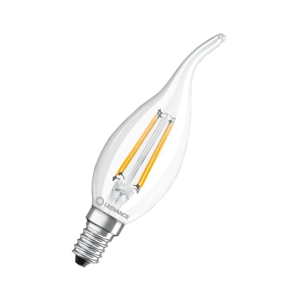 Osram / Ledvance LED Filament Kerze BA klar Windstoß 300° Performance 4-40W/827 warmweiß 470lm E14 220-240V