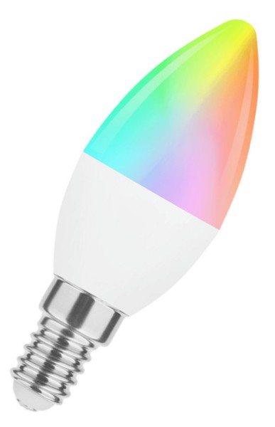 Modee SMD LED Alu-Plastik Kerze B matt 200° remote Control 4,9-40W/ RGBW einstellbar 470lm E14 220-240V dimmbar 1er Blister