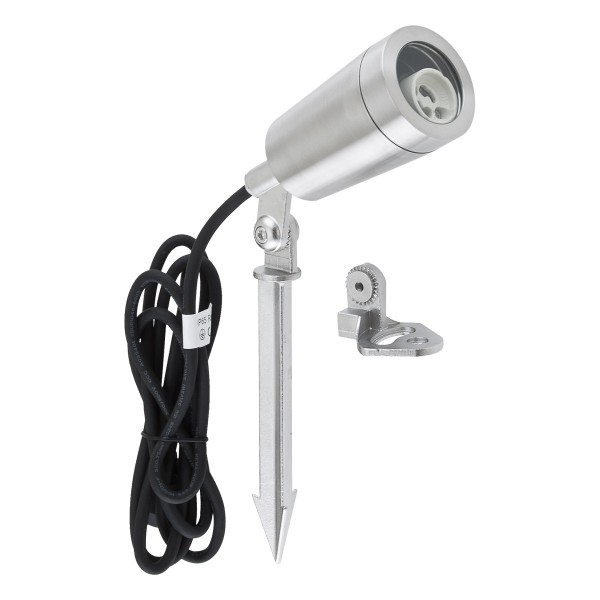 EVN LED Spot Edelstahl Optik schwenkbar rund 56mm 220-240V IP65 mit Erdspieß