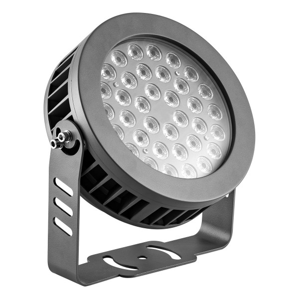 EVN LED Strahler anthrazit schwenkbar drehbar rund 205x250mm 36W 3000K 367 bis 1188lm 21-40° 24V IP65