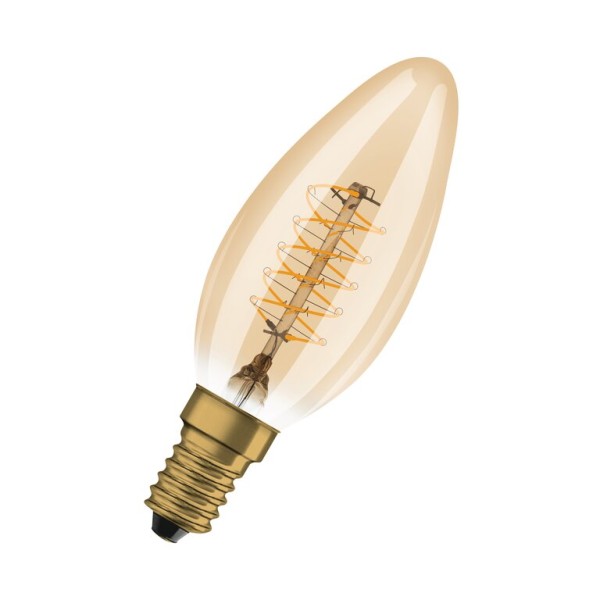 Osram / Ledvance LED Filament Vintage 1906 Kerze B gold 320° 3,4-25W/822 extra warmweiß 250lm E14 220-240V dimmbar