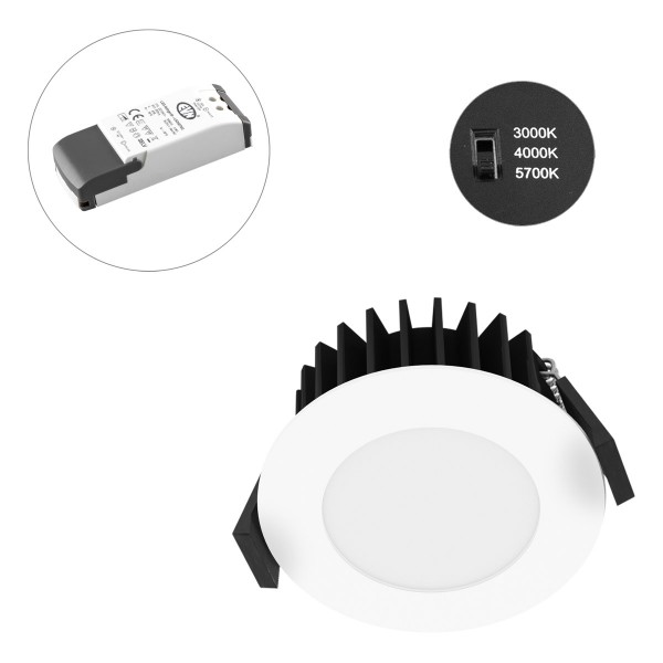 EVN LED Downlight weiß rund 85x43mm 7W 3000-5700K 706 bis 764lm >80° 220-240V IP54