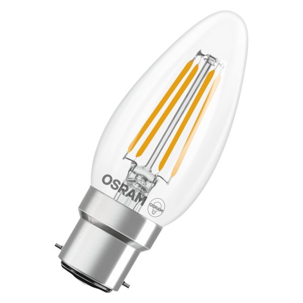 Osram / Ledvance LED Filament Star Kerze B klar 300° 3,4-40W/840 kaltweiß 470lm B22d 220-240V
