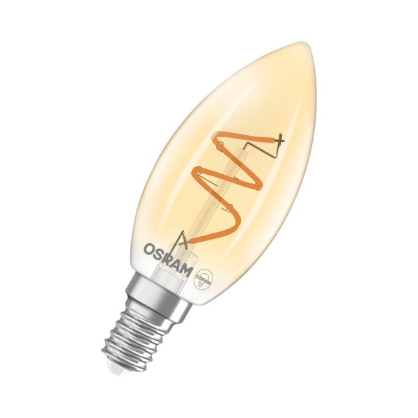 Osram / Ledvance LED Filament Vintage 1906 Kerze B Gold 300° Spiral 3,5-28W/922 extra warmweiß 300lm E14 220-240V dimmbar