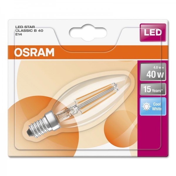 Osram LED Star Classic B Filament 4-40W/840 E14 klar 300° 470lm kaltweiß nicht dimmbar Blister