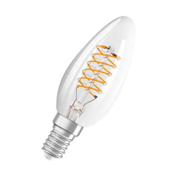 Osram / Ledvance LED Filament Vintage 1906 Kerze B klar 320° 4,8-40W/827 warmweiß 470lm E14 220-240V dimmbar