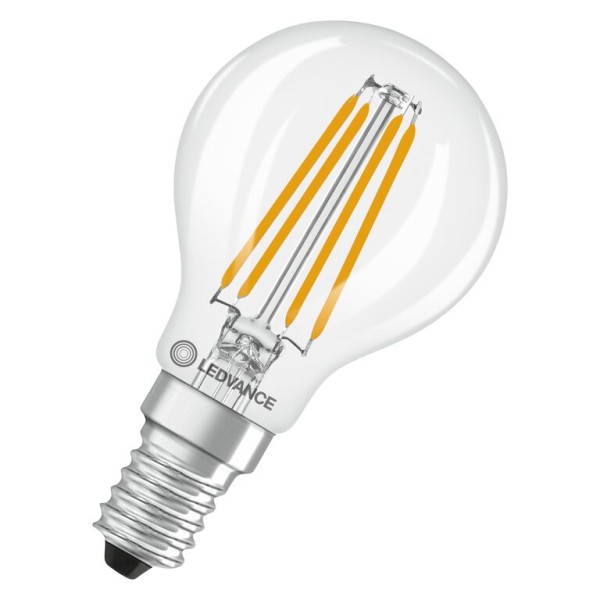 Osram / Ledvance LED Filament Tropfen P klar 300° Performance 3,4-40W/827 warmweiß 470lm E14 220-240V