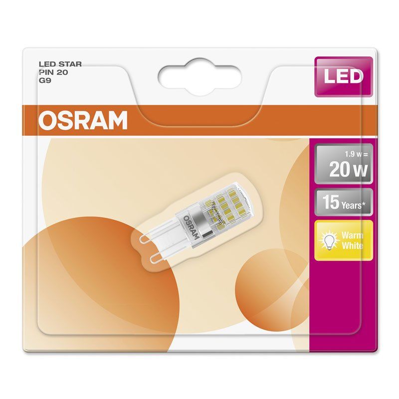 Osram LEDstar PIN 2-20W/827 LED G9 klar 300° 200lm echt warmweiß nicht  dimmbar Blister online kaufen