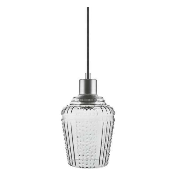 LEDVANCE Vintage 1906 Carved Pendant Jar Smokey Glass