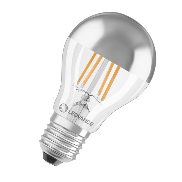 Osram / Ledvance LED Filament Classic A verspiegelt silber 300° Performance 6,5-50W/827 warmweiß 650lm E27 220-240V