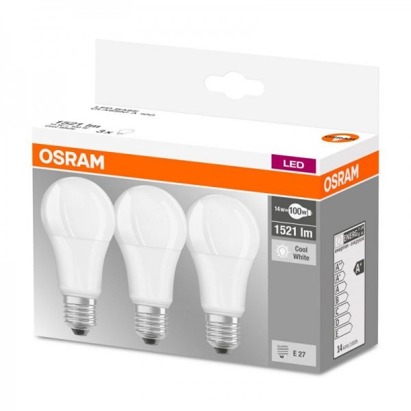 Osram LEDbase Classic A Retro 14-100W/840 LED E27 matt 200° 1521lm kaltweiß nicht dimmbar 3er Pack
