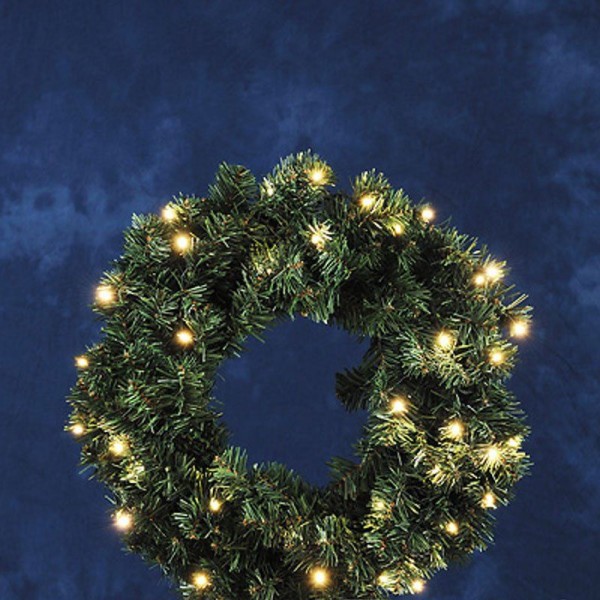 Konstsmide LED Deko-Fichtenkranz mit Lichtsensor und 6h Timer mit 40 Dioden Durchmesser 45cm warmweiß batteriebetrieben